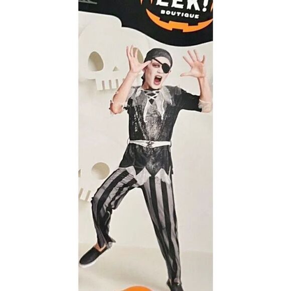 New Hyde & Eek Pirate Eye‎ Patch Scarf Belt Outfit Halloween Costume Boys Medium - Picture 1 of 16